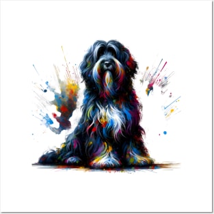 Schapendoes Dog in Colorful Abstract Splash Art Style Posters and Art